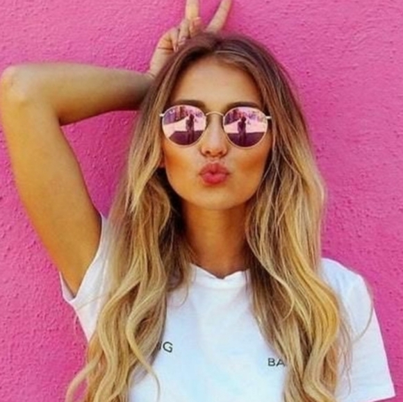 LIKE NEW RayBan Round Metal RB3447 Pink Mirror Flash Ray ban Sunglasses - Picture 14 of 16